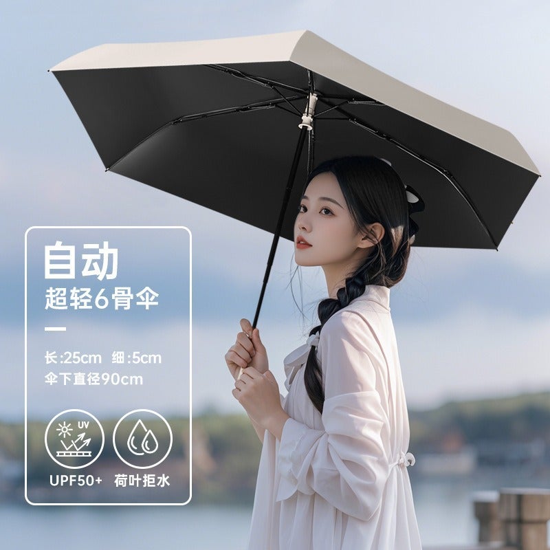 Portable Three-Fold Umbrella Sunny And Rain Dual-Use Women'S Sun Umbrella Sunscreen Ultra-Light Automatic Folding Sunshade Umbrella Custom Pattern - Image 5